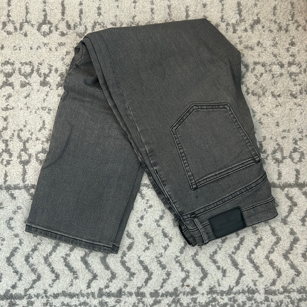 Washed black button fly everlane jeans